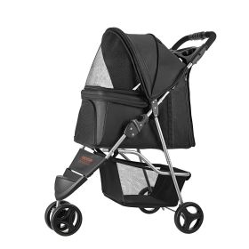 Pet Stroller Foldable 3 Wheels Dog Stroller with Brake up to 35lbs Travel Camp